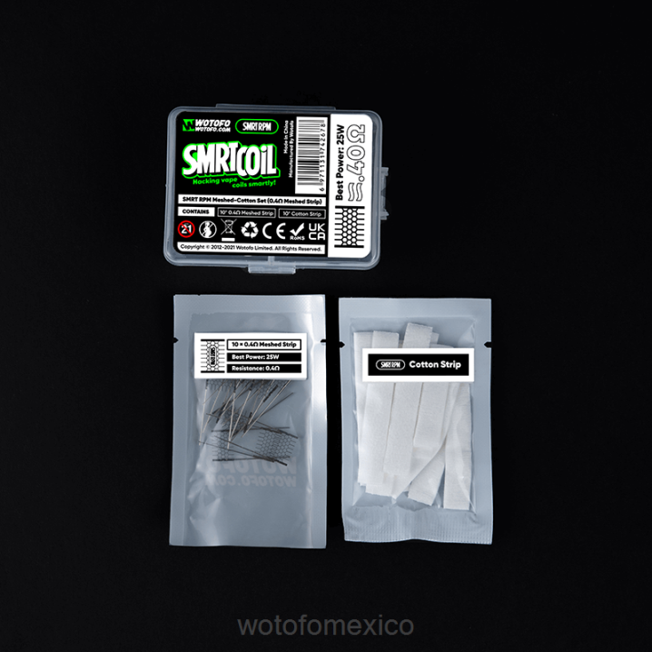 Wotofo Shop Online - Wotofo SMRT conjunto rpm de malla y algodón VLN6349 Malla de 0,4 ohmios + algodón.