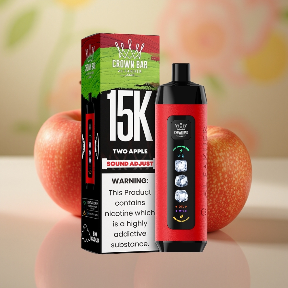 Al Fakher 15k Ice Adjust Clouds Dispositivo Desechable – Dos Manzanas, 22ml, Pantalla LED