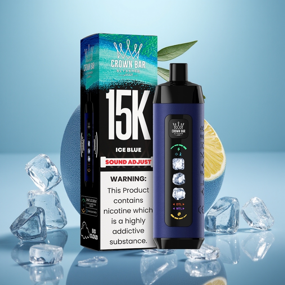 Al Fakher Ice Adjust Clouds 15k Azul Hielo Pantalla LED/Carga Tipo-C/22ml