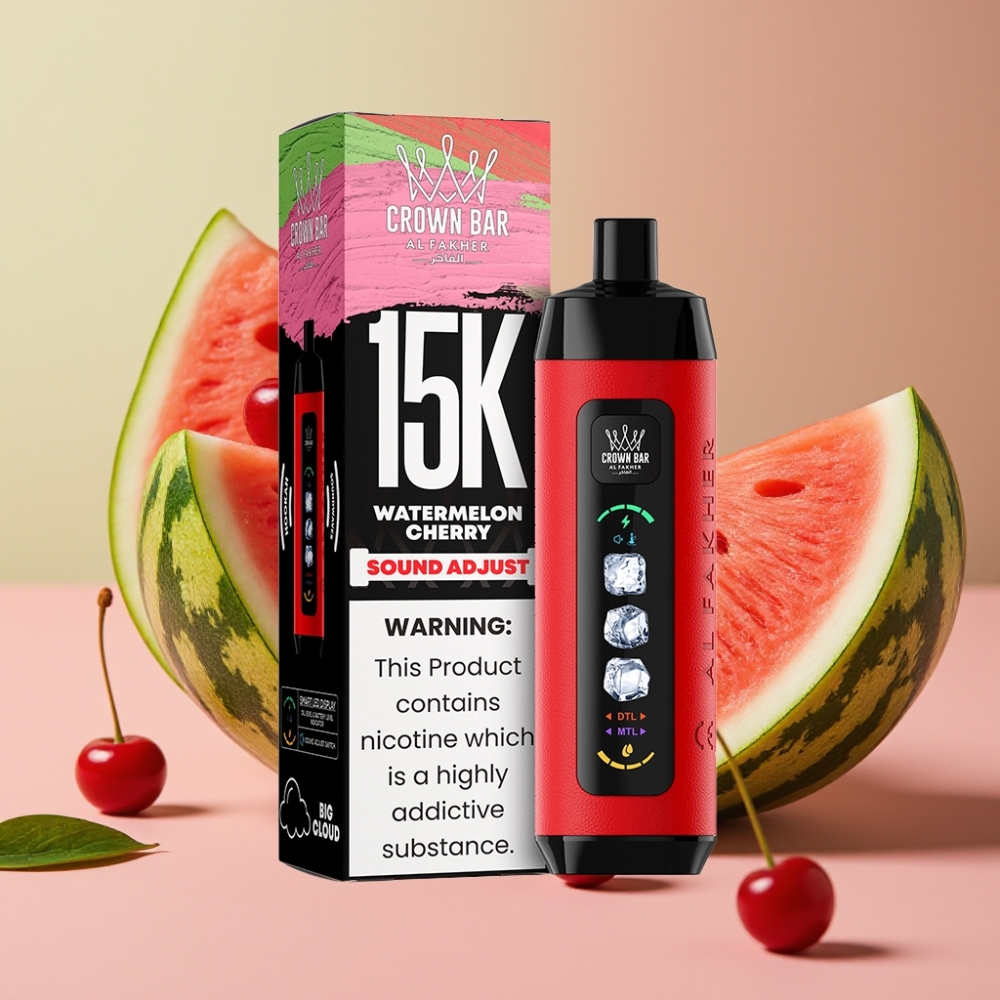 Al Fakher Ice Adjust Clouds 15k Pantalla LED/22ml Sandía Cereza