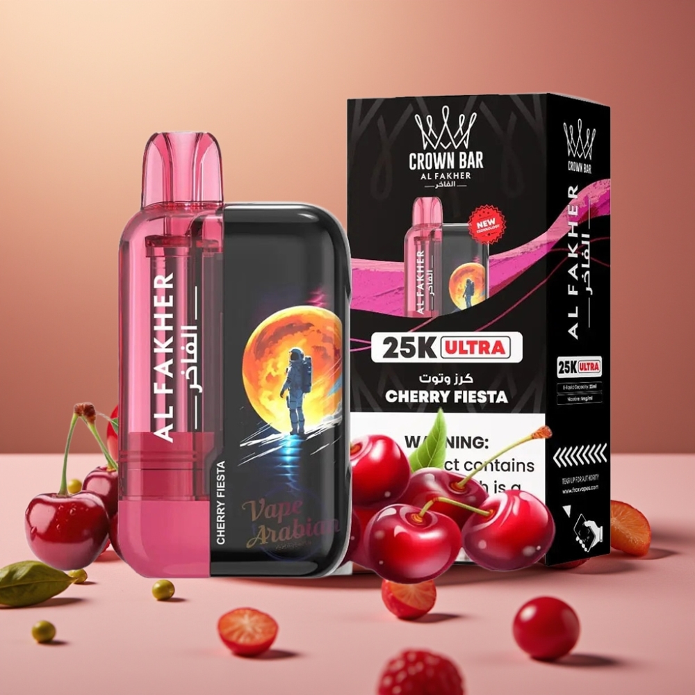 Al Fakher Crown Bar Ultra 25K Desechable – 22ml, 50mg/ml, Tipo C – Cereza Fiesta