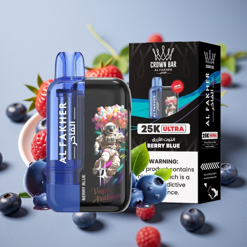 Al Fakher Crown Bar Ultra 25K Desechable – Berry Blue, 22ml, 50mg/ml