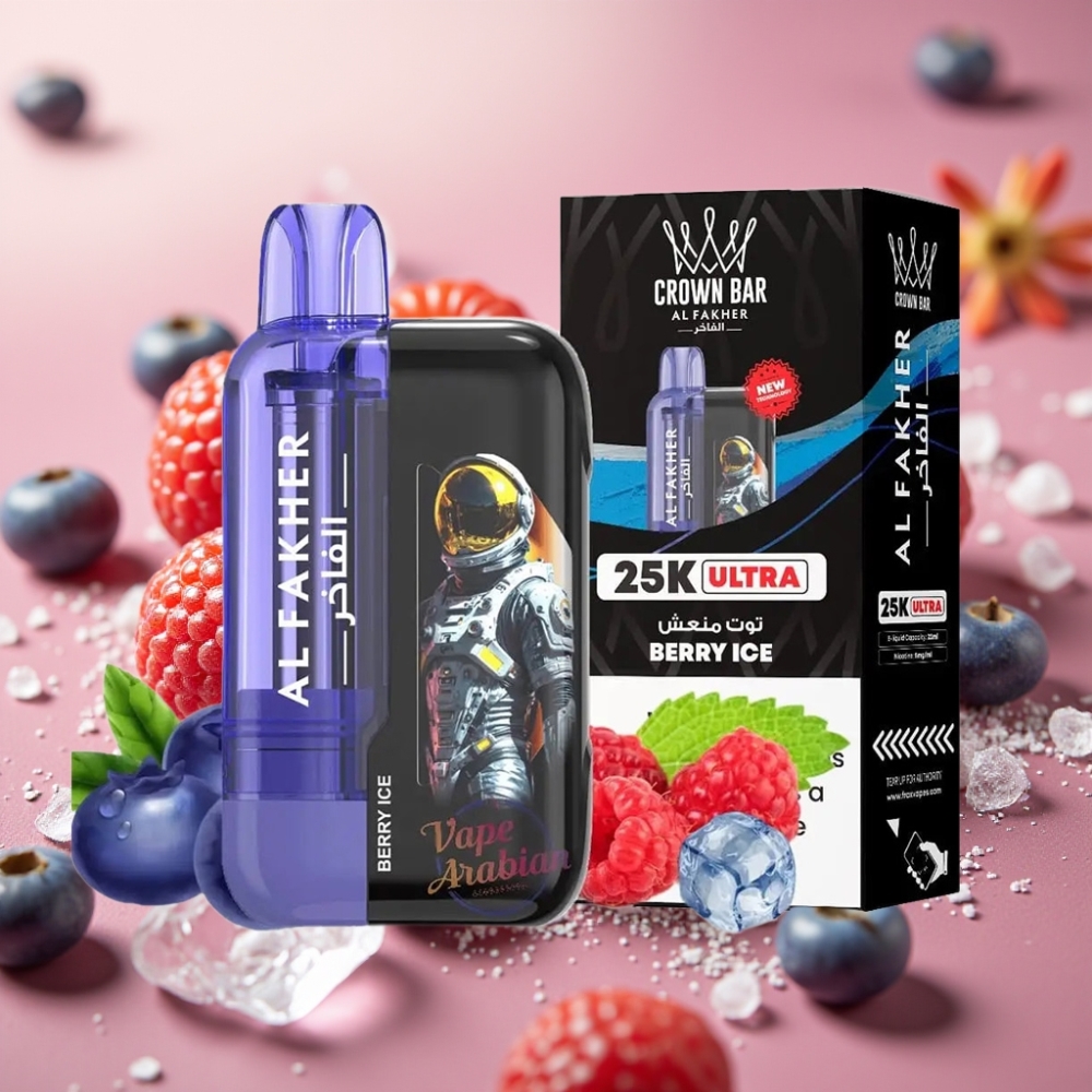 Al Fakher Crown Bar Ultra 25K Desechable – Berry Ice, 22ml, 50mg/ml