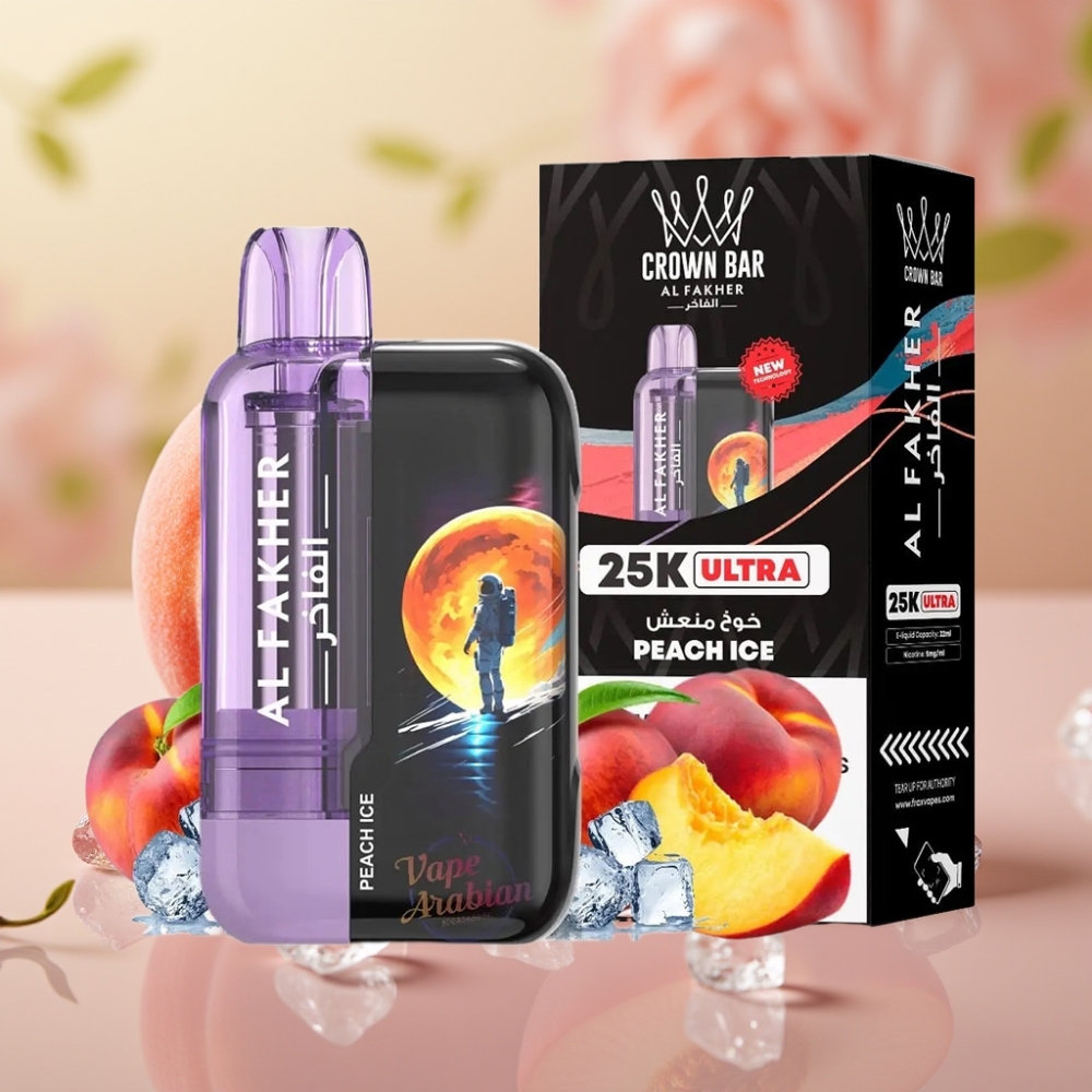 Al Fakher Crown Bar Ultra 25K Disposable Vape Melocotón Hielo 22ml 50mg