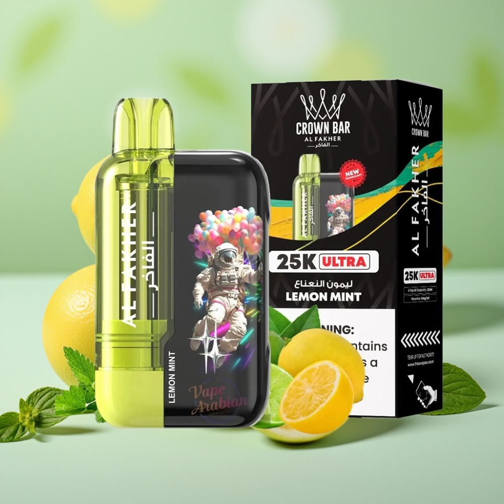 Al Fakher Crown Bar Ultra 25K Disposable Vape Menta Limón, 22ml, 50mg/ml