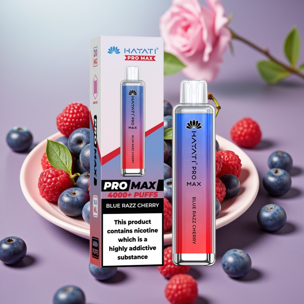 Hayati Pro Max 4000 Puffs Desechable Vape Cereza Frambuesa Azul, 5% Nicotina, 1400mAh
