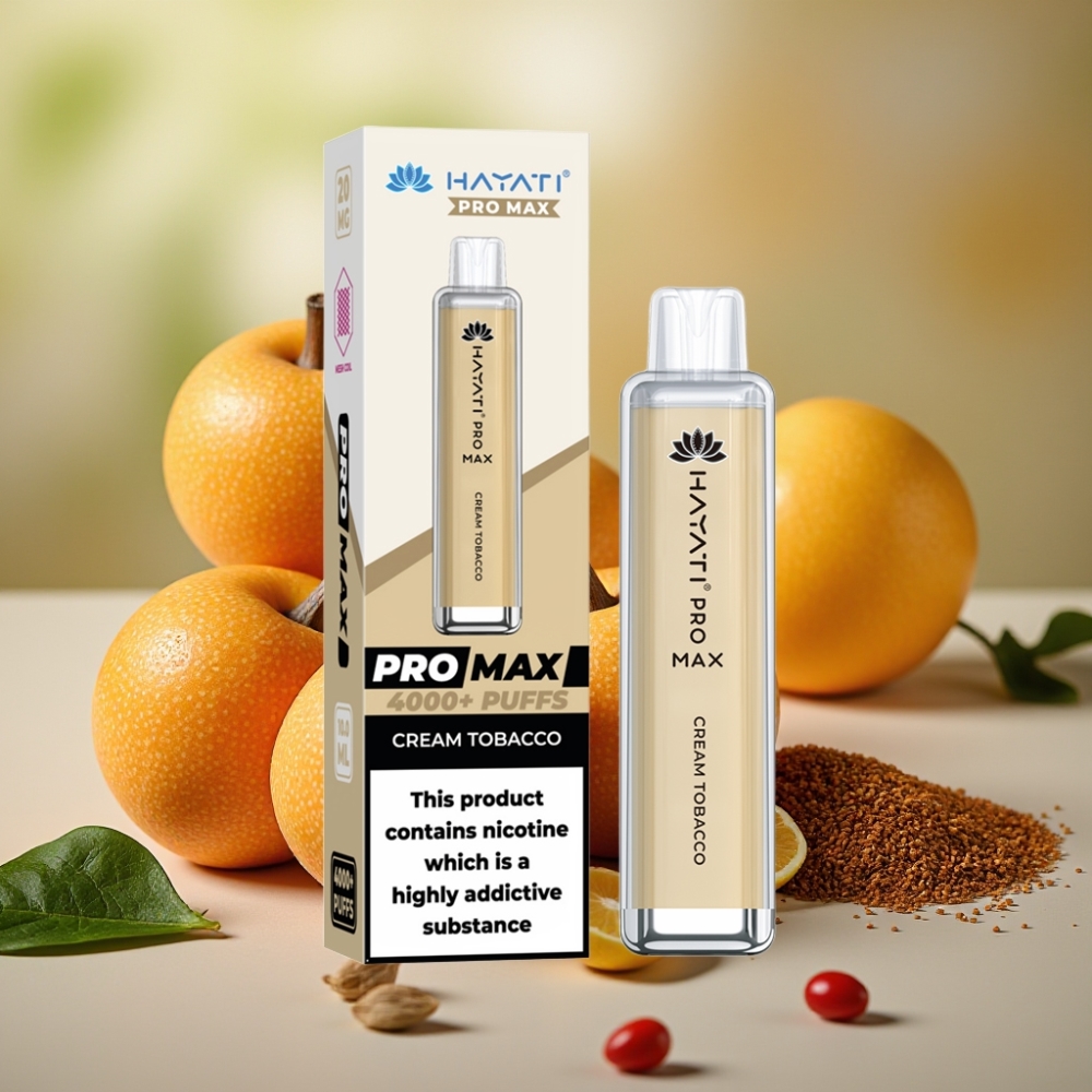 Hayati Pro Max 4000 Puffs Disposable Vape Tabaco Cremoso 2ml 5% Nic