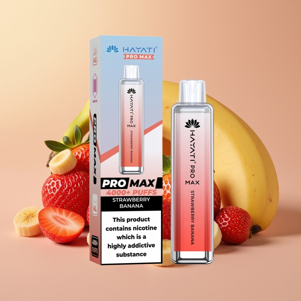 Hayati Pro Max 4000 Puffs Recargable 1400mAh Fresa Plátano