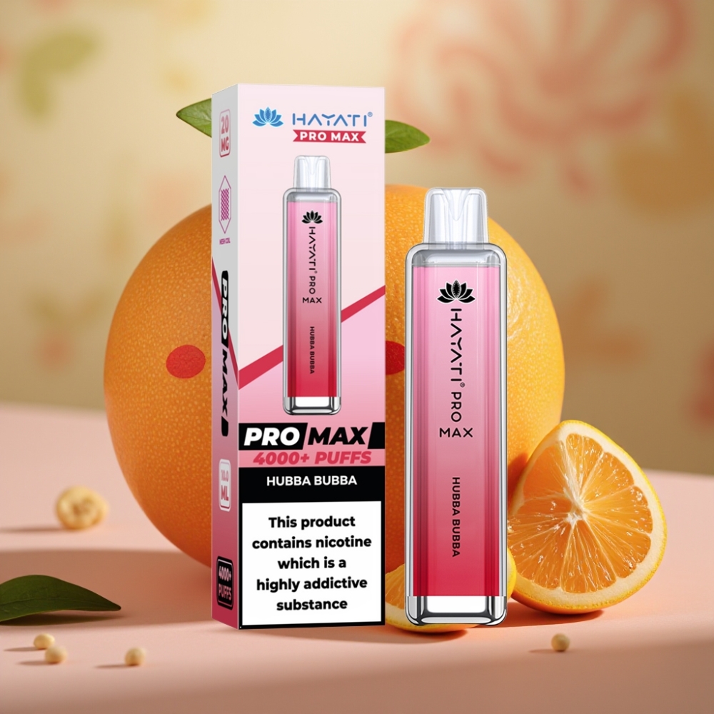 Hayati Pro Max 4000 Puffs Recargable 2%/5% Nicotina Sabor Hubba Bubba