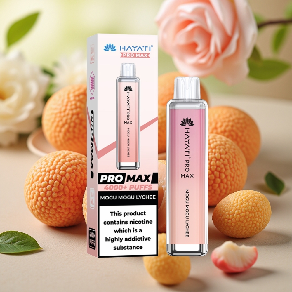 Hayati Pro Max 4000 Puffs Recargable Batería 1400mAh Sabor Mogu Mogu Lichi