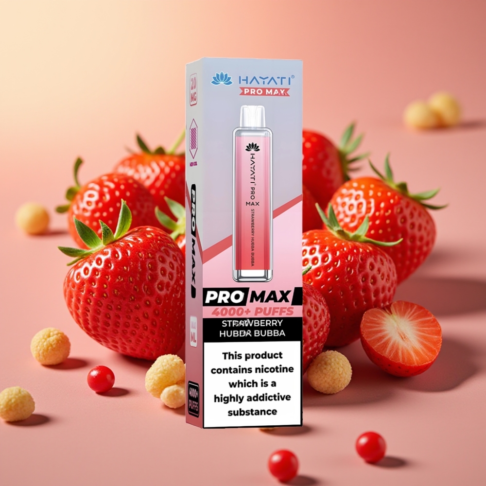 Hayati Pro Max 4000 Puffs Recargable, Fresa Hubba Bubba, 1400mAh