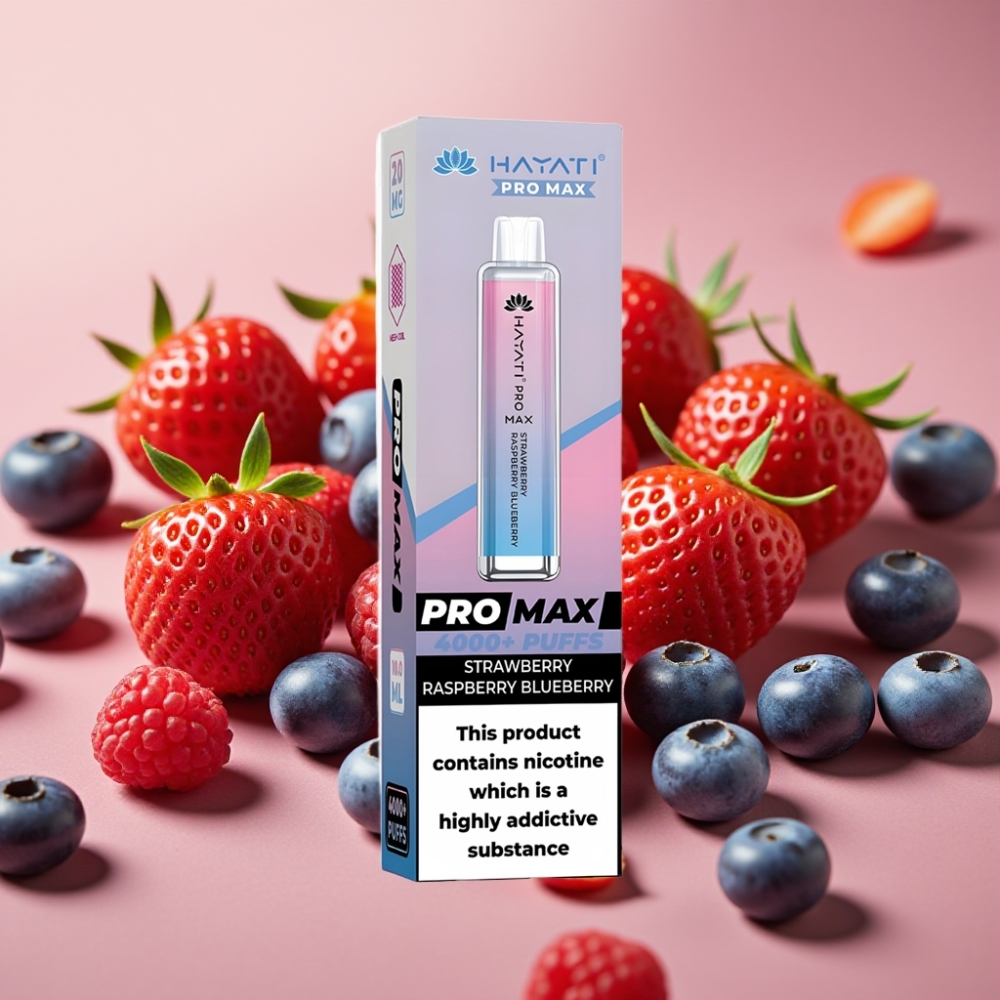 Hayati Pro Max 4000 Puffs Recargable Sabor Fresa Frambuesa Arándano 1400mAh