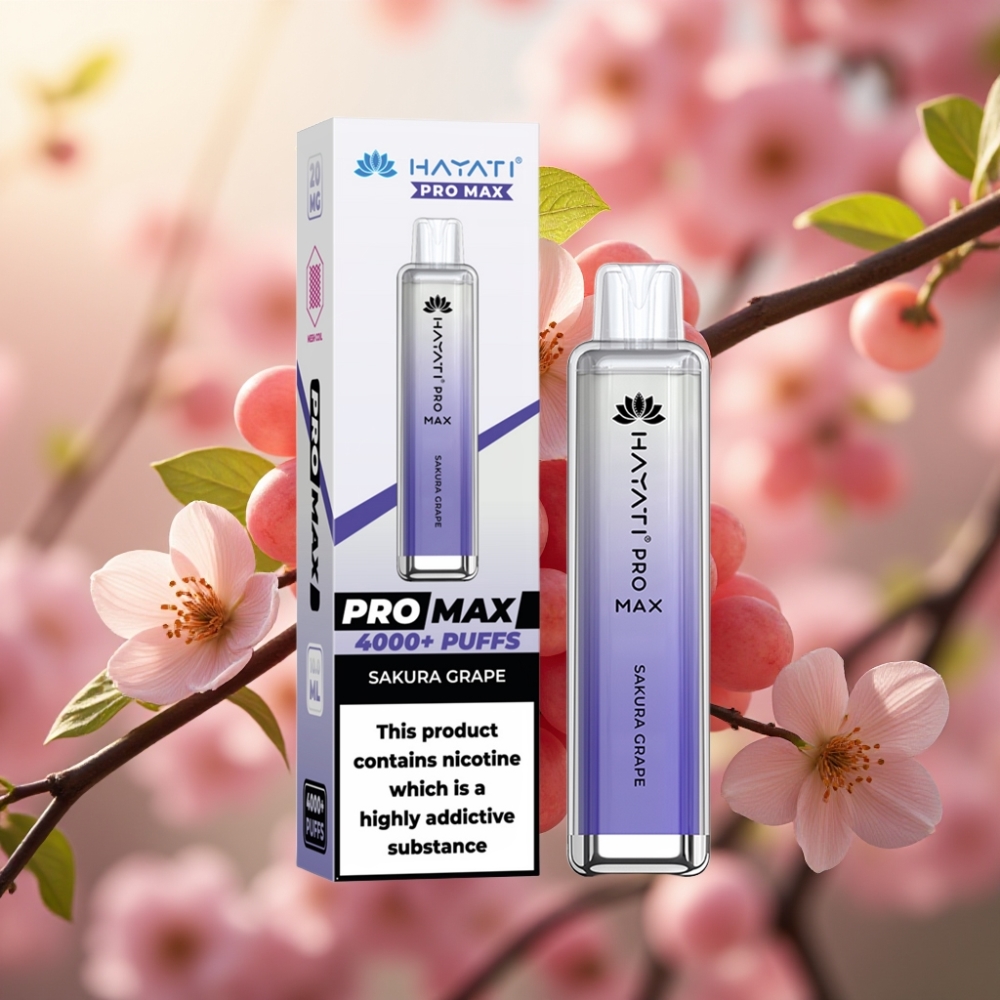 Hayati Pro Max 4000 Puffs Recargable Uva Sakura 1400mAh Dual Coil