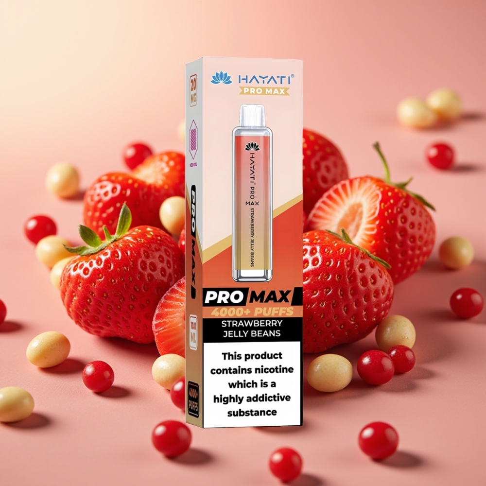 Hayati Pro Max 4000 Puffs Sabores Fresa Jelly Beans Recargable 1400mAh