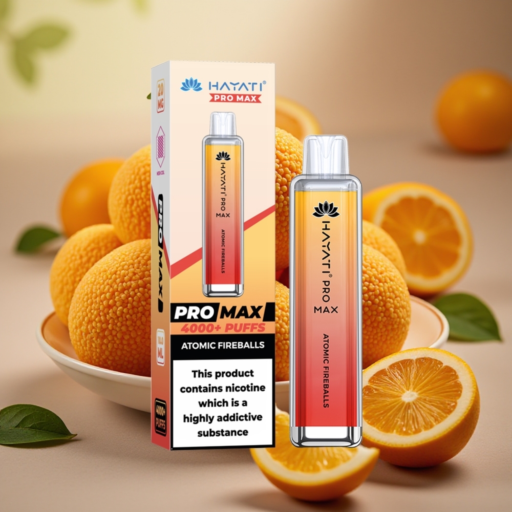 Hayati Pro Max 4000 Puffs Vape Desechable 2-5% Nicotina Sabor Atomic Fireballs 1400mAh