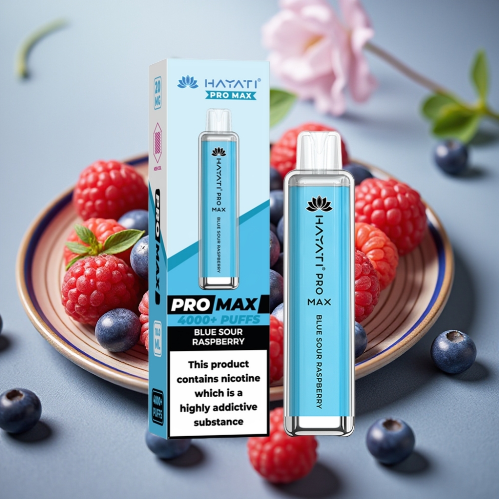 Hayati Pro Max 4000 Puffs Vape Desechable Frambuesa Azul Ácida, 5% Nicotina, 1400mAh