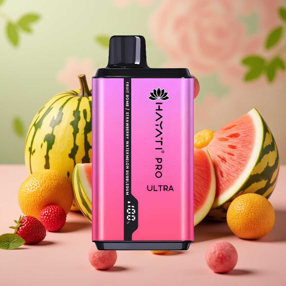 Hayati Pro Ultra 15000 Puffs – 2×12ml, 2%, Fruit Bomb Fresa Sandía Bubblegum