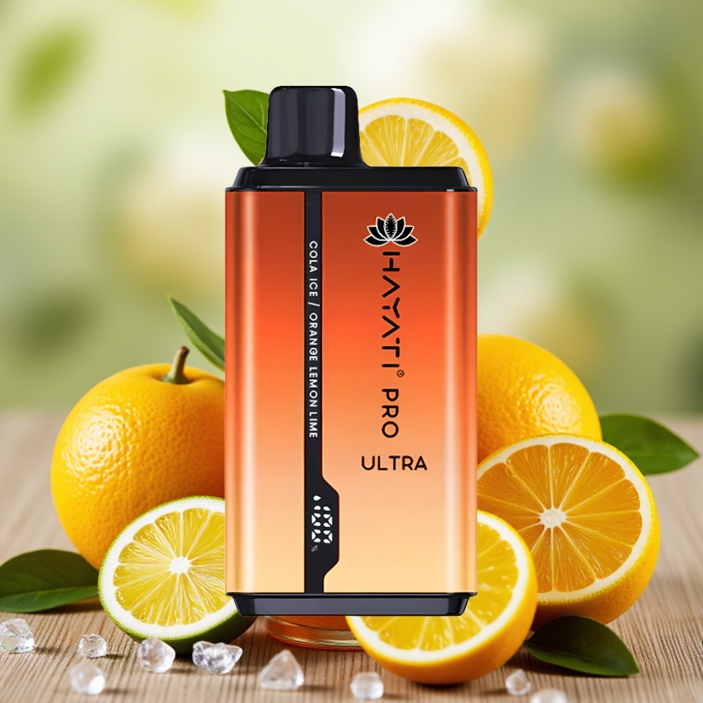 Hayati Pro Ultra 15000 Puffs Cola Naranja Limón Lima, 850mAh, 2×12ml
