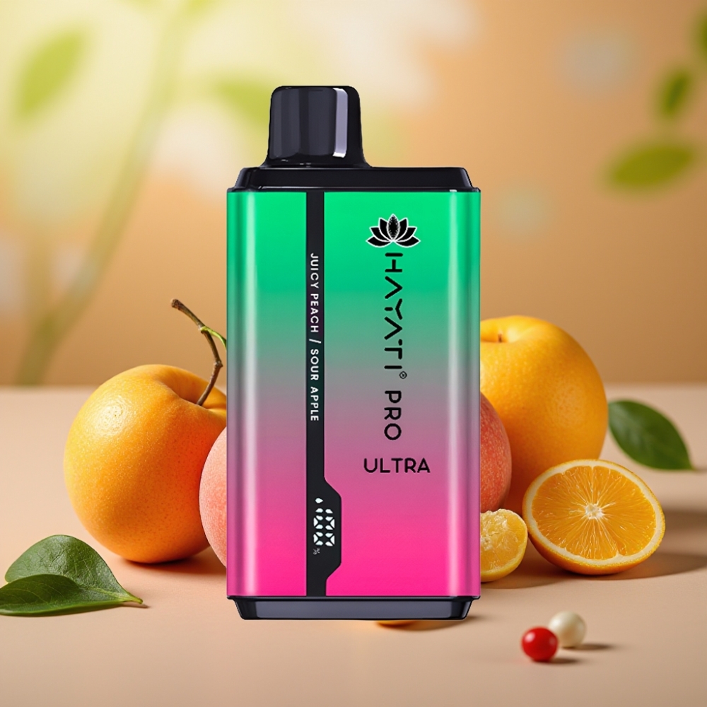 Hayati Pro Ultra 15000 Puffs Manzana Ácida Melocotón Jugoso 2×12ml 2%