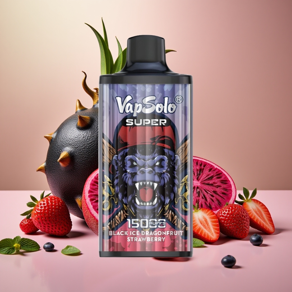 Vapsolo Super 15000 Puffs 40ml Negro Hielo Fruta del Dragón Fresa Tipo-C 850mAh