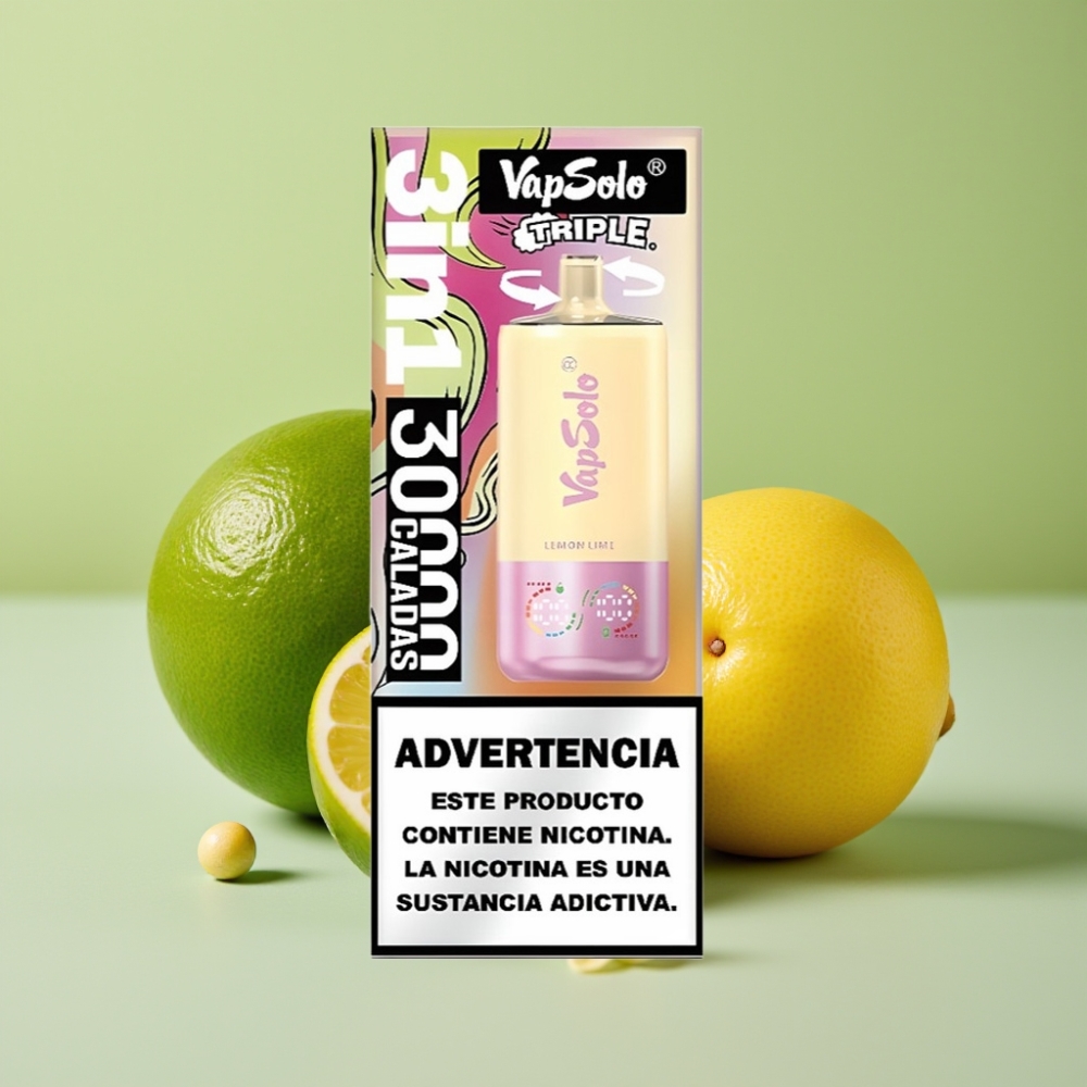VapSolo Triple 30000 Puffs 40ml 20/50mg Lima Limón Tipo-C