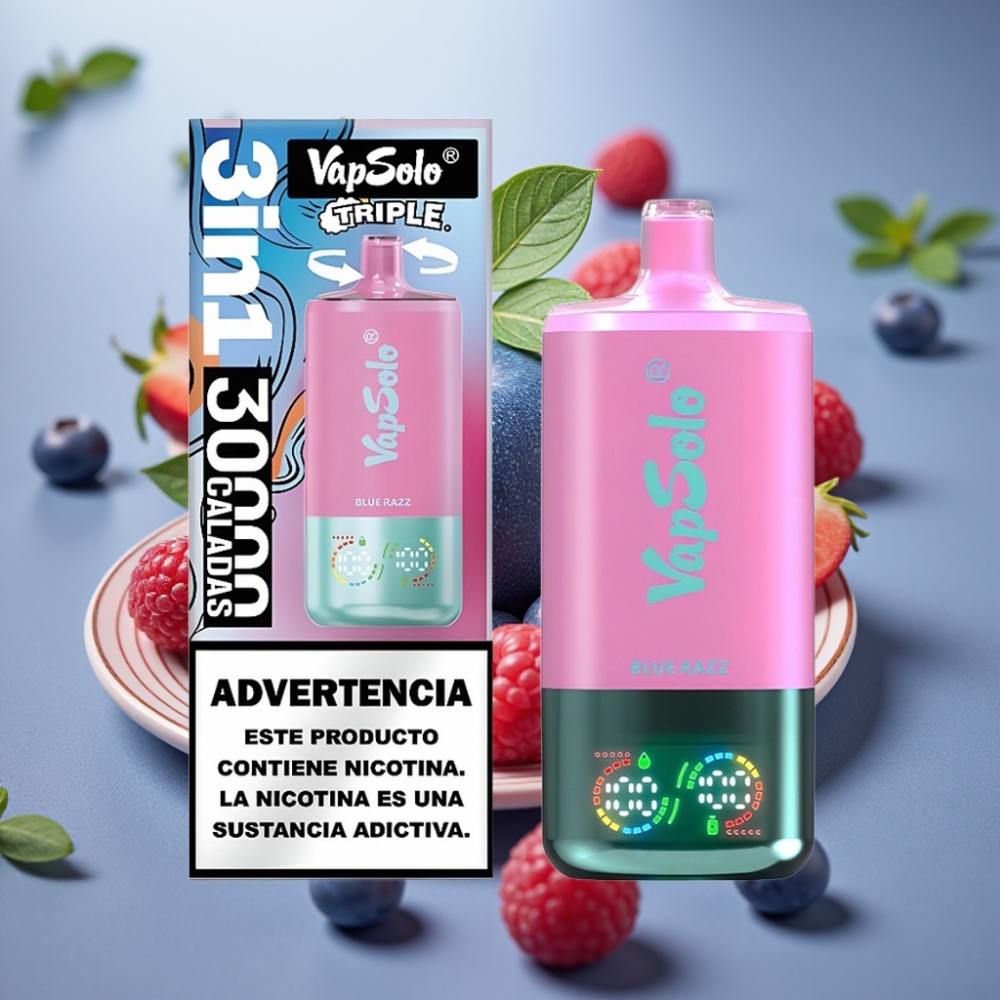 VapSolo Triple 30000 Puffs 40ml 20mg/50mg Azul Frambuesa