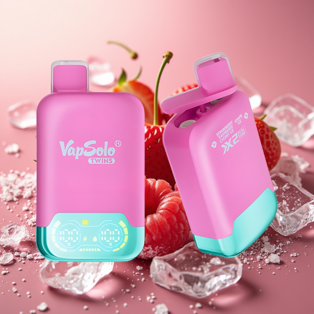 Vapsolo Twins 20000 Puffs, 40ml, Fresa Frambuesa Cereza Hielo & Uva Hielo