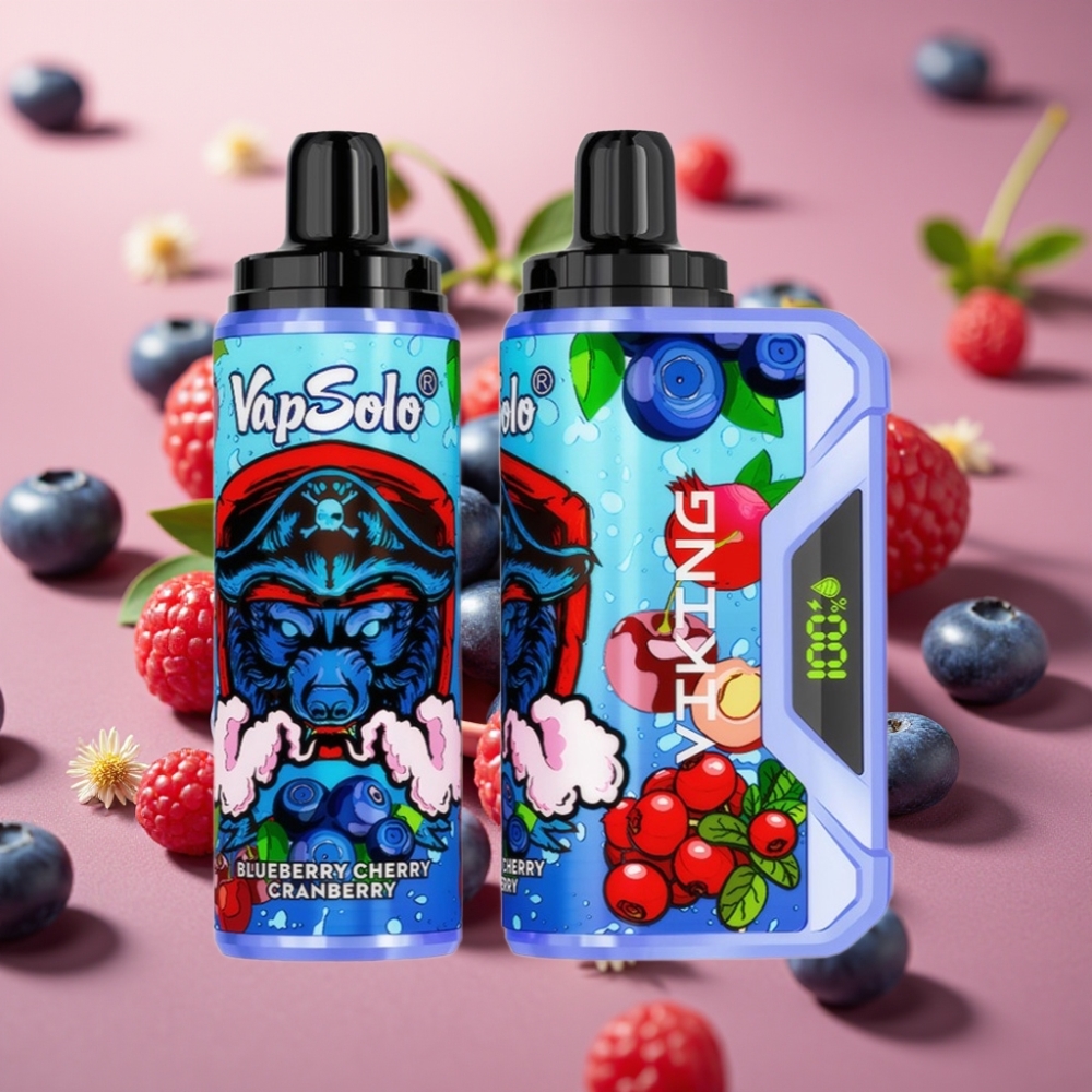 VapSolo VIKING 12000 Puffs Desechable 22ml Arándano Cereza Azul Tipo-C