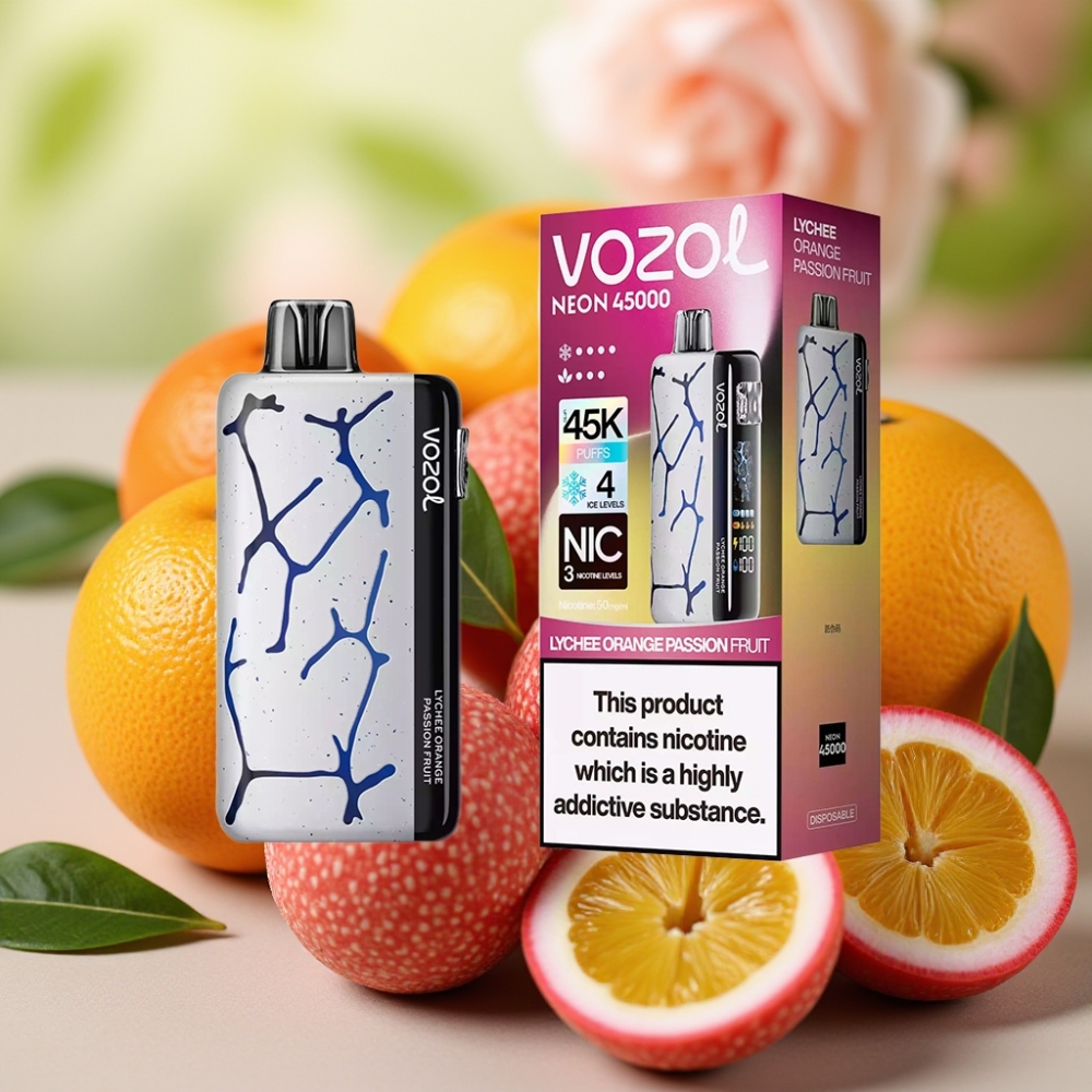 Vozol Neon 45K 45000 Puffs 20ml Lichi Naranza Maracuyá Ajustable