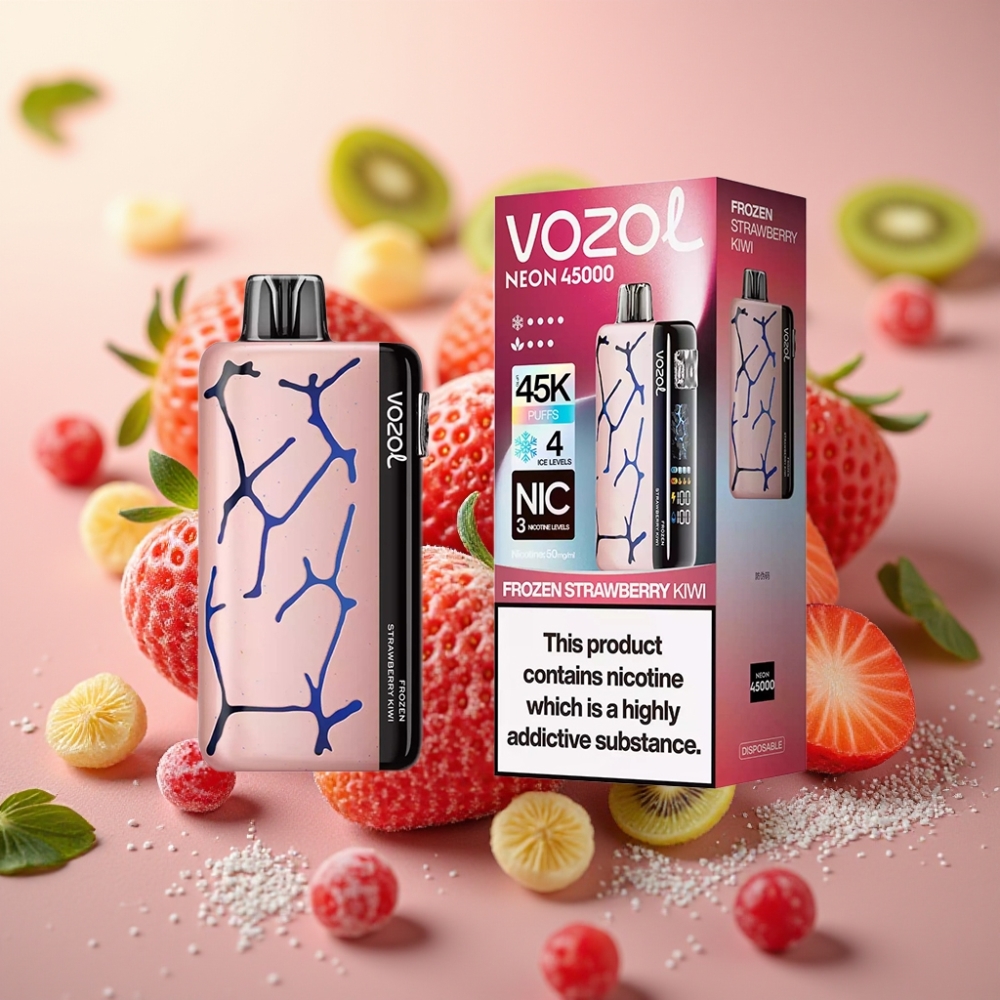 Vozol Neon 45K 45000 Puffs Vape Desechable Fresa Kiwi Helada 20ml 50mg