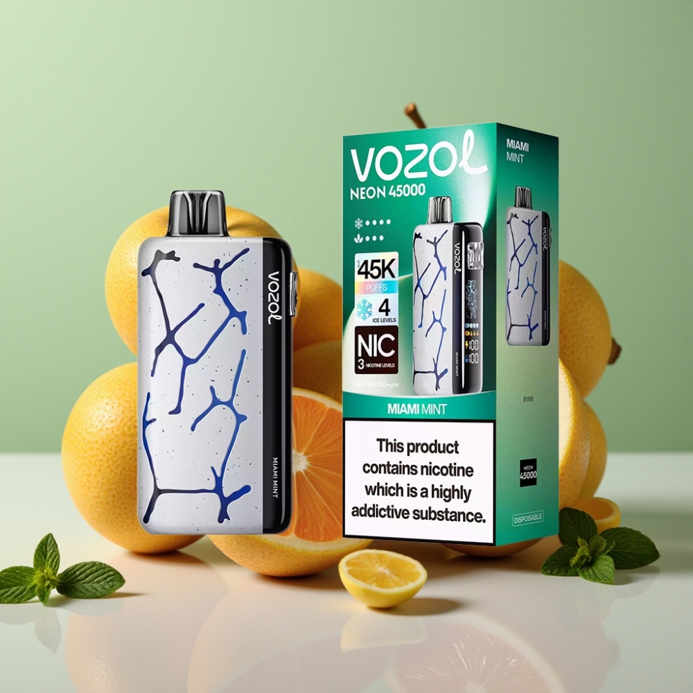 Vozol Neon 45K 45000 Puffs Vape Desechable Menta Miami 20ml 50mg